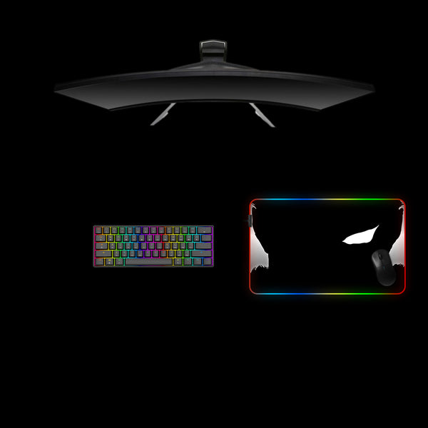 Medium size RGB lit gamer mousepad with Berserk Guts Eye Black and White printed design