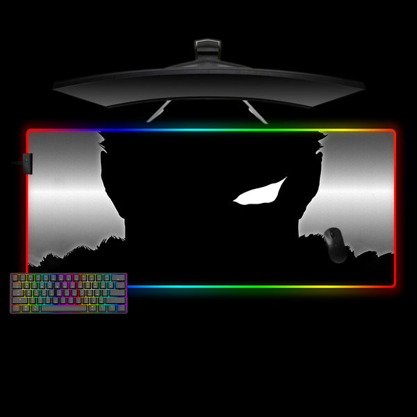 XXL size RGB lit gamer mousepad with Berserk Guts Eye Black and White printed design