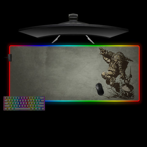 Bioshock Big Daddy Design XXL Size RGB Illuminated Gamer Mouse Pad, Computer Desk Mat