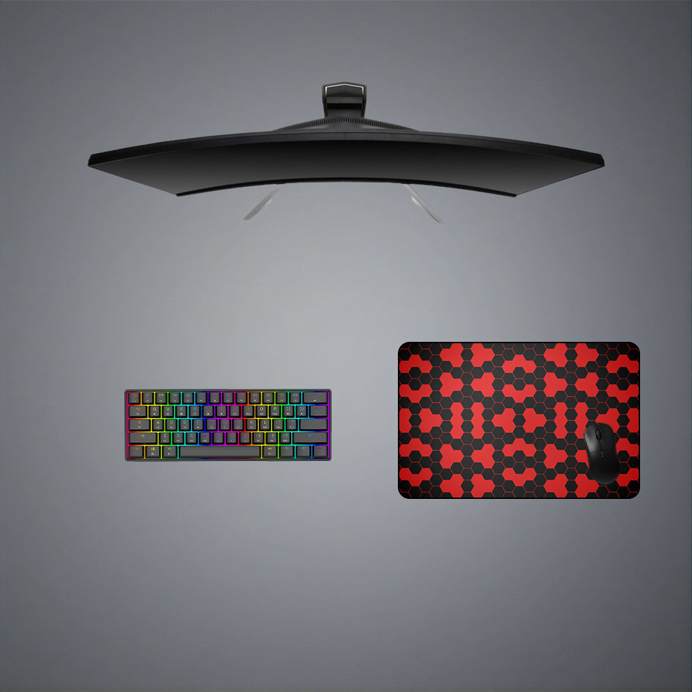 Black & Red Hex Pattern Design Medium Size Gamer Mouse Pad