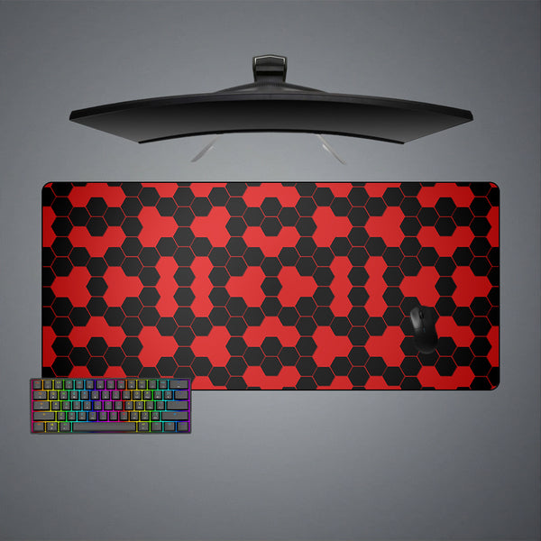 Black & Red Hex Pattern Design XXL Size Gamer Mouse Pad