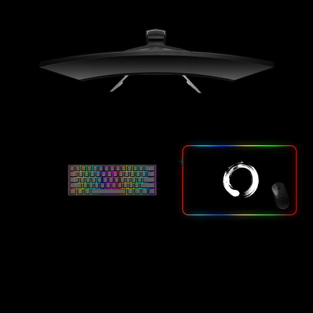 Black & White Circle Design Medium Size RGB Lights Gamer Mouse Pad