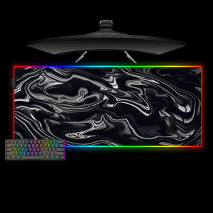 Black & White Flow Design XXL Size RGB Backlit Gaming Mouse Pad