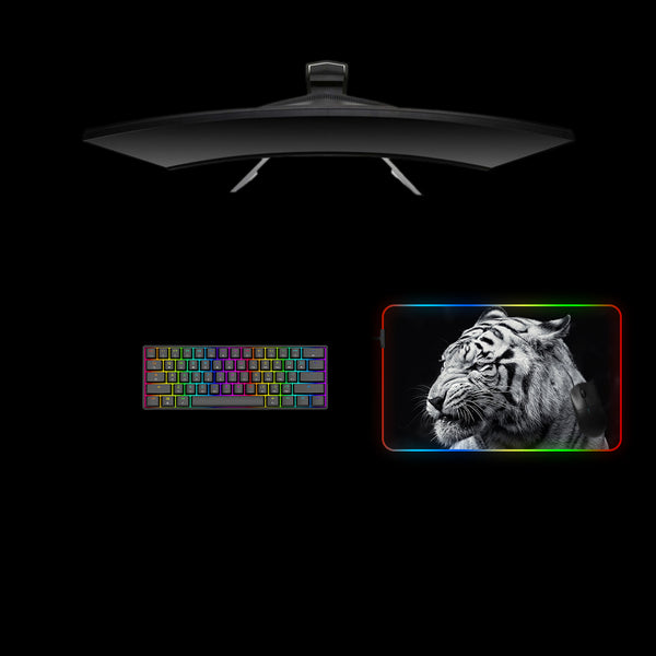 Black & White Tiger Design M Size RGB Gaming Mouse Pad