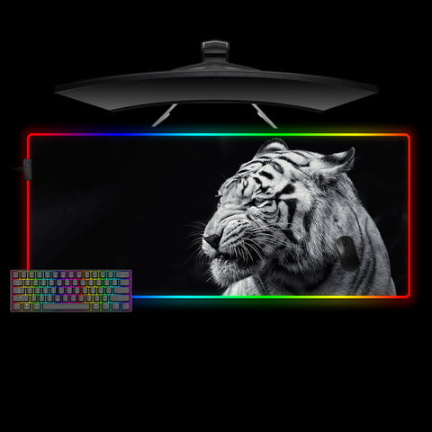 Black & White Tiger Design XL Size RGB Gaming Mouse Pad