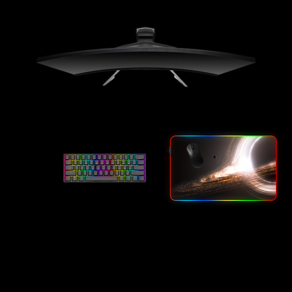Black Hole Design Medium Size RGB Light Gaming Mouse Pad