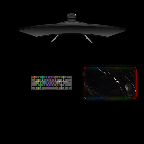 Black Rock Texture Design Medium Size RGB Lit Gamer Mouse Pad