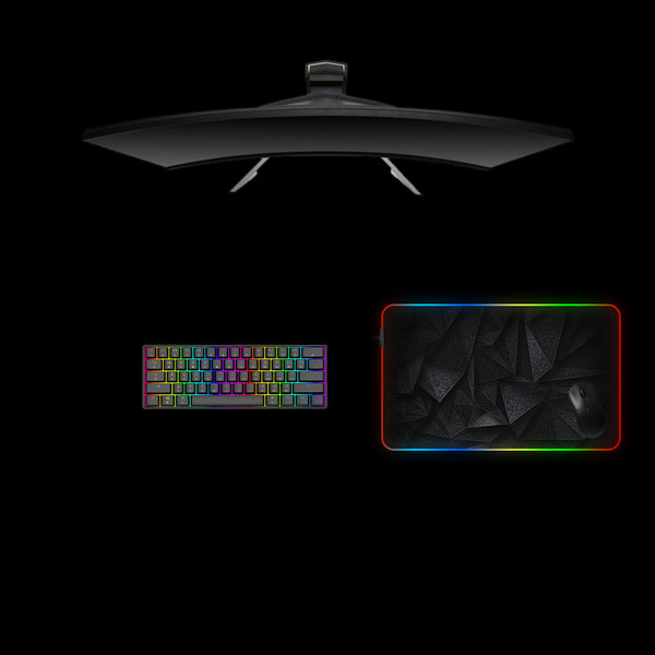 Black Shards Texture Design Medium Size RGB Lighting Gaming Mouse Pad, Computer Desk Mat
