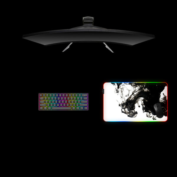 Medium size RGB lit gamer mousepad with Black Smoke printed design