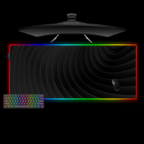 Black Spiral Design XL Size RGB Lit Gaming Mouse Pad, Computer Desk Mat