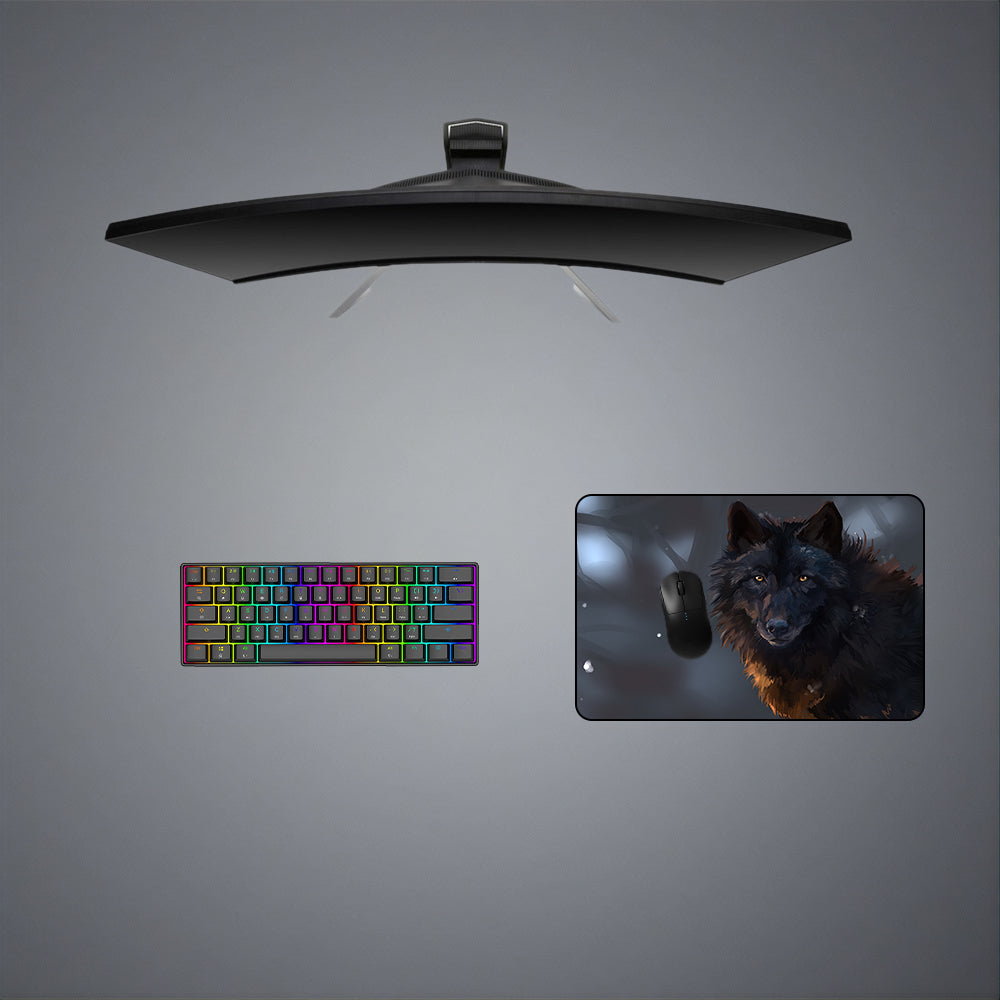 Black Wolf Design Medium Size Gaming Mouse Pad, Computer Desk Mat