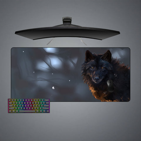 Black Wolf Design XL Size Gaming Mouse Pad, Computer Desk Mat