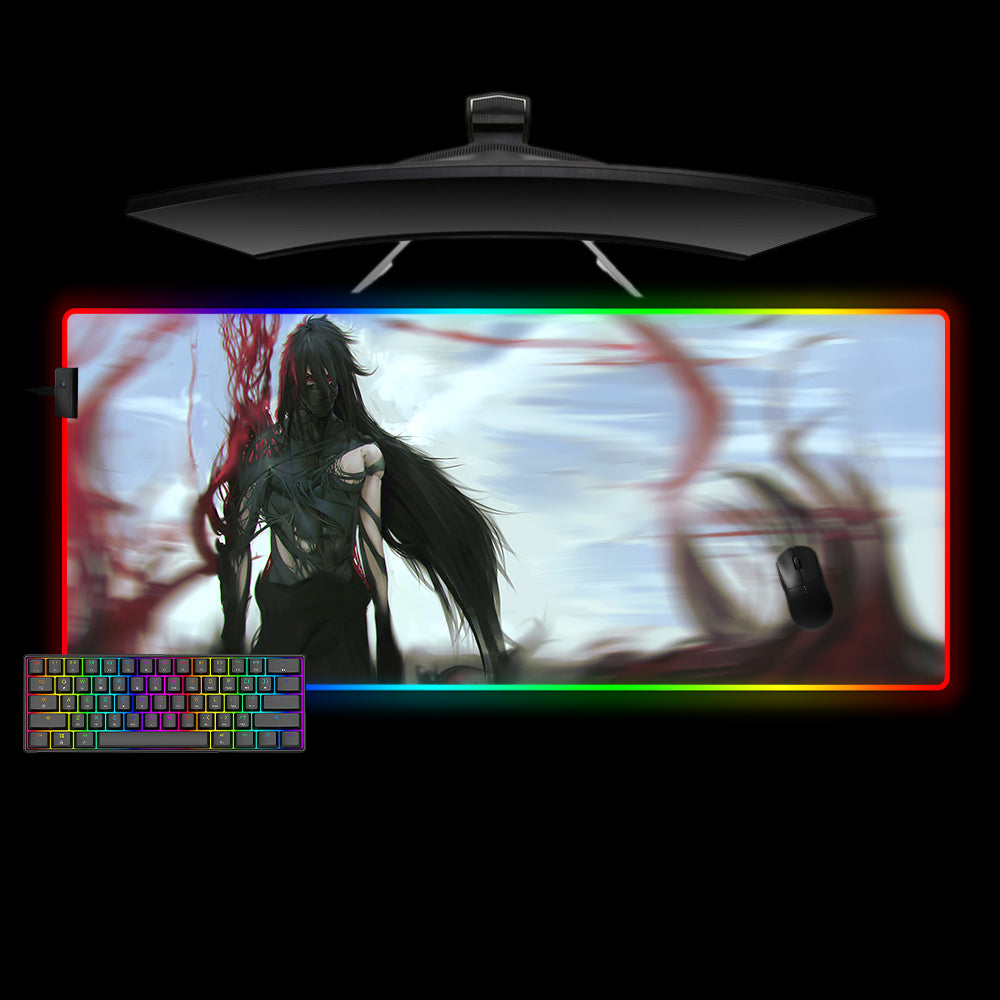 Bleach Mugetsu Ichigo Design XL Size RGB Lighting Gaming Mouse Pad, Computer Desk Mat