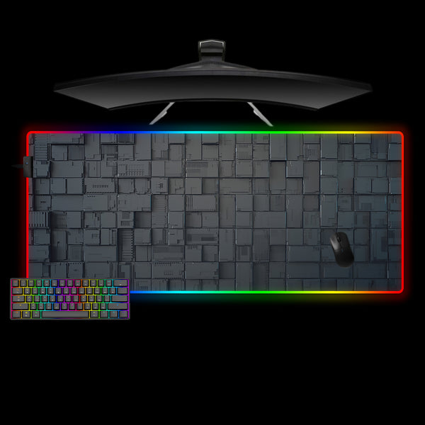 Blocks Design Large Size RGB Lit Gaming Mouse Pad, Computer Desk Mat