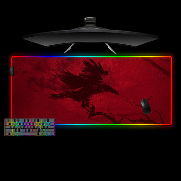 Blood Raven Design XXL Size LED Lit Gamer Mouse Pad, Computer Desk Mat