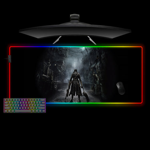 Bloodborne Begin The Hunt Design Large Size RGB Light Up Gamer Mouse Pad, Computer Desk Mat