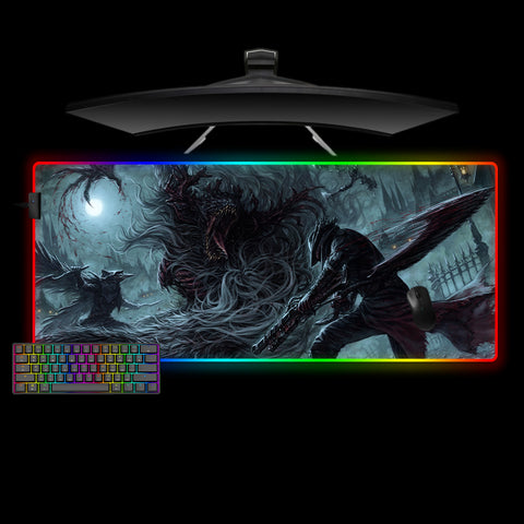 Bloodborne Cleric Beast Design XL Size RGB Lighting Gaming Mousepad, Computer Desk Mat