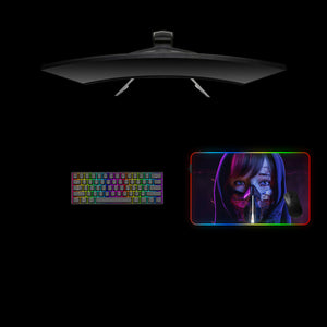 Bloody Masked Girl Design Medium Size RGB Light Gaming Mousepad