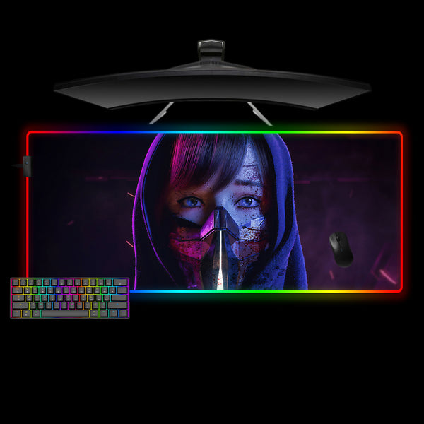 Bloody Masked Girl Design XXL Size RGB Light Gaming Mousepad