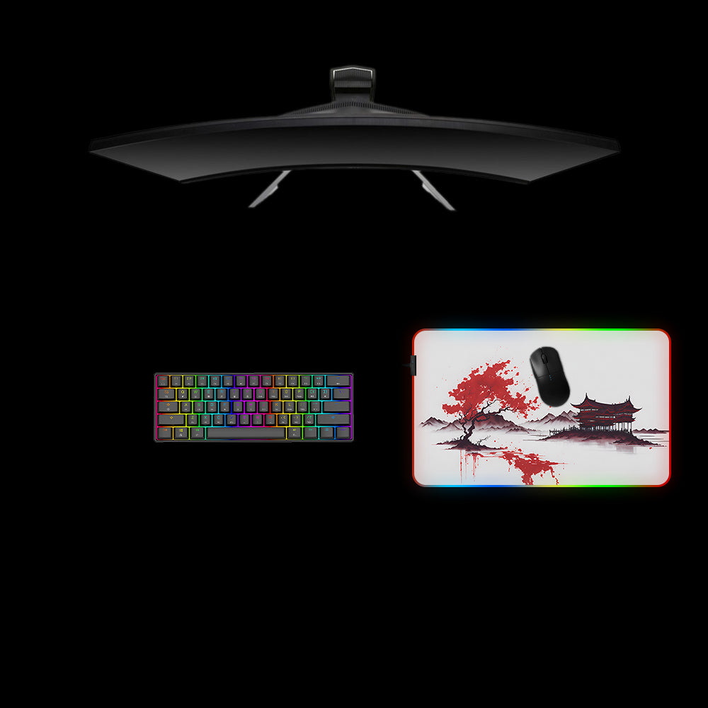 Bloody Riverside Art Design Medium Size RGB Backlit Gaming Mouse Pad, Computer Desk Mat