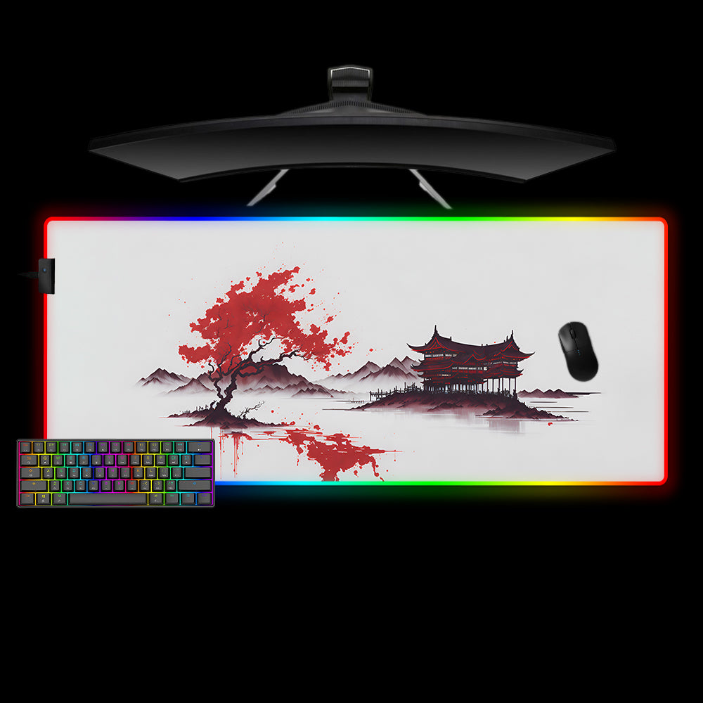 Bloody Riverside Art Design XL Size RGB Backlit Gaming Mouse Pad, Computer Desk Mat
