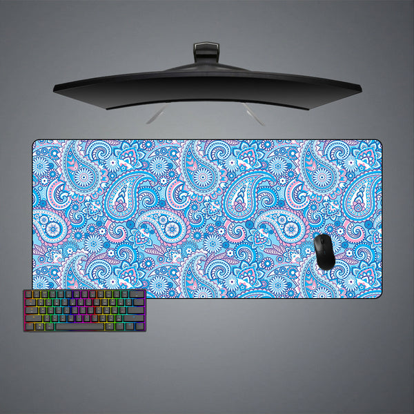 Blue & Pink Floral Design XL Size Gaming Mouse Pad