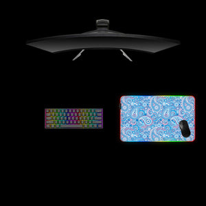 Blue & Pink Floral Design Medium Size RGB Lights Gaming Mouse Pad