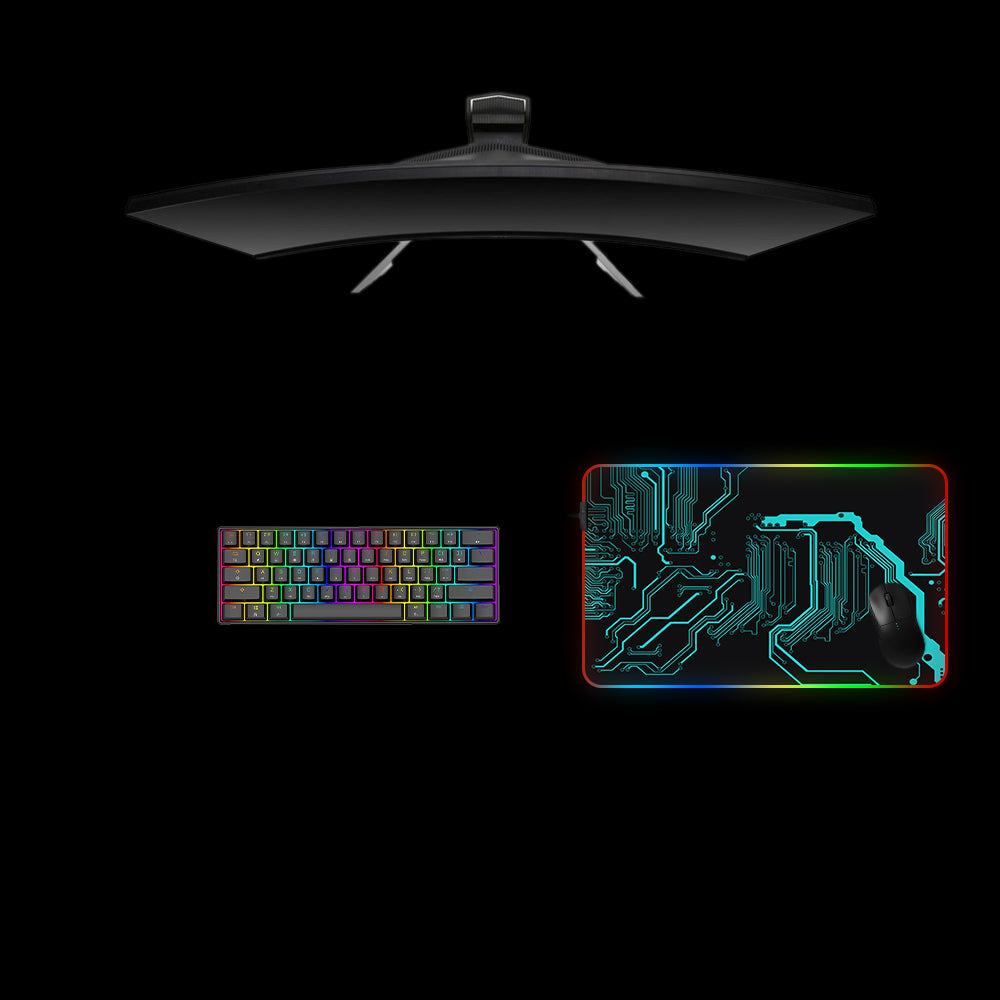 Blue Circuit Design Medium Size RGB Light Gamer Mouse Pad