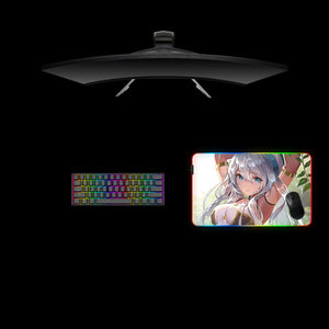 Blue Eyed Girl Design Medium Size RGB Backlit Gamer Mouse Pad