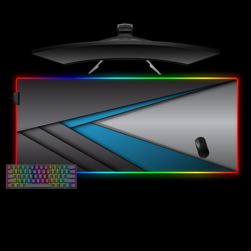 Blue Fold Design Large Size RGB Lit Gaming Mouse Pad, Computer Desk Mat