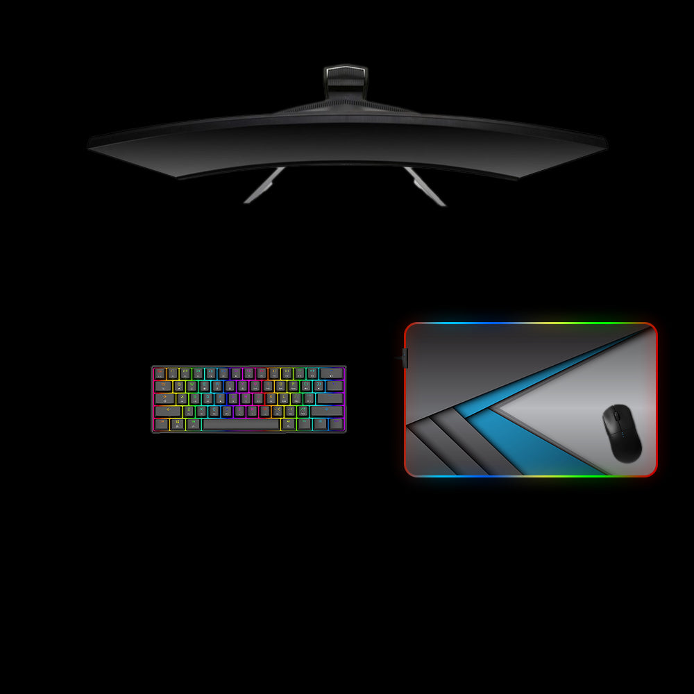 Blue Fold Design Medium Size RGB Lit Gaming Mouse Pad, Computer Desk Mat