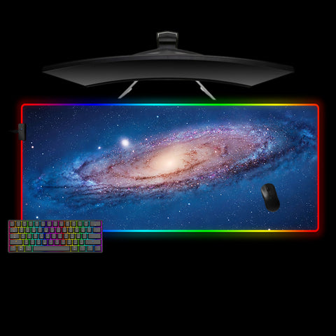 Blue Galaxy Design XL Size RGB Lighting Gamer Mouse Pad, Computer Desk Mat