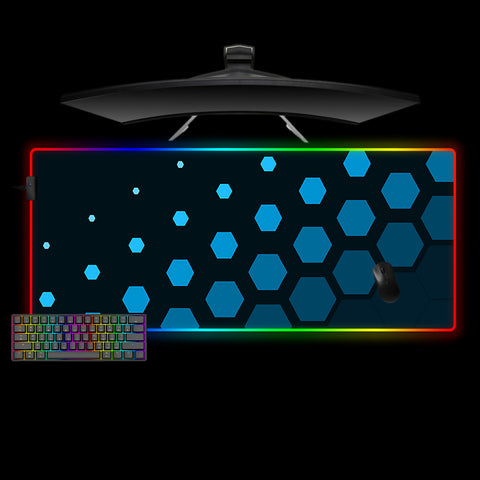 Blue Hex Spots Design XXL Size RGB Lit Gaming Mouse Pad