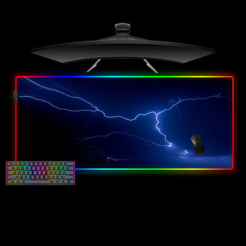 Blue Lightning Design Large Size RGB Light Gaming Mouse Pad