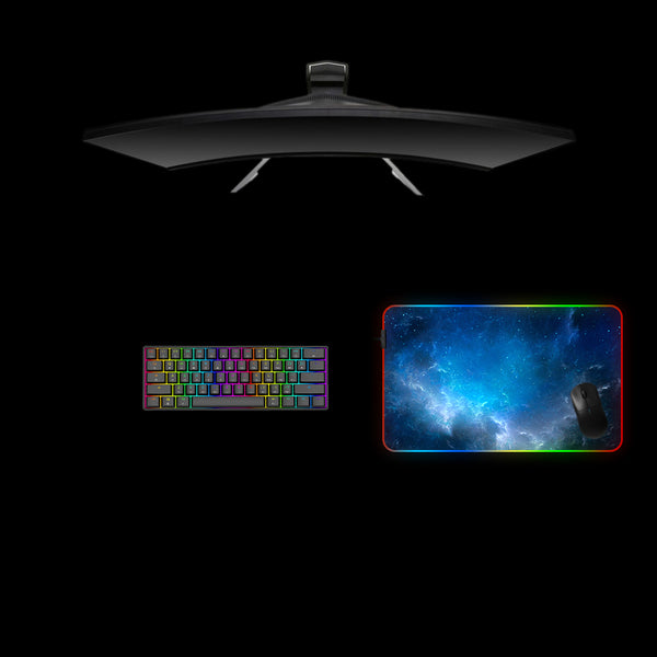Blue Nebula Design Medium Size RGB Light Gaming Mouse Pad