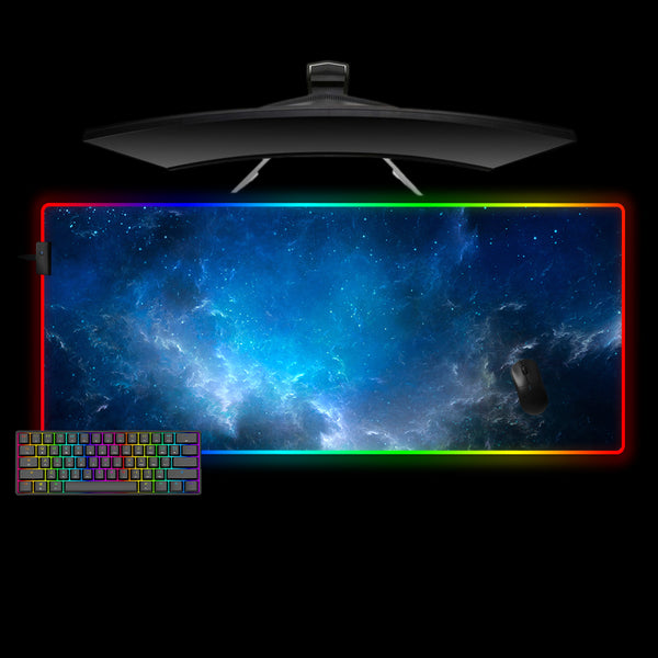 Blue Nebula Design XXL Size RGB Light Gaming Mouse Pad