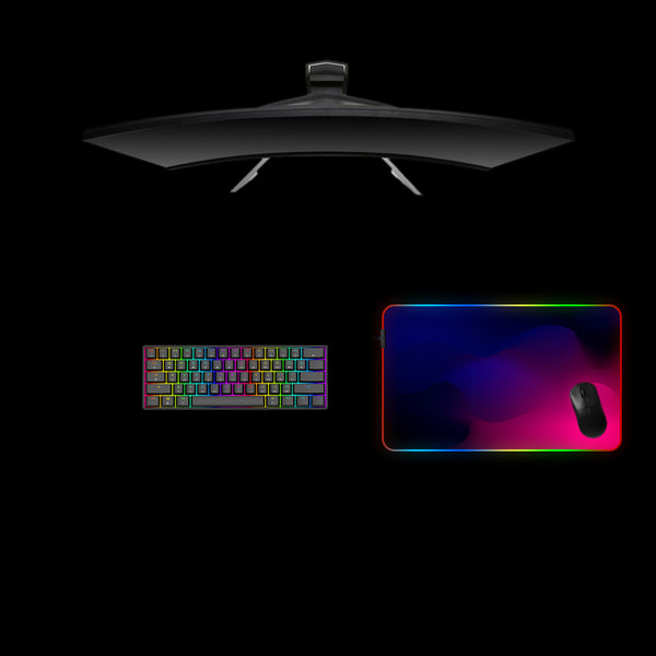 Blue to Magenta Gradient Waves Design Medium Size Gamer RGB Lights Mouse Pad