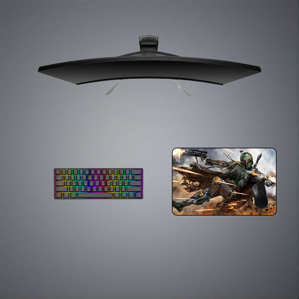 Medium size gamer mouse pad with Boba Fett printed design