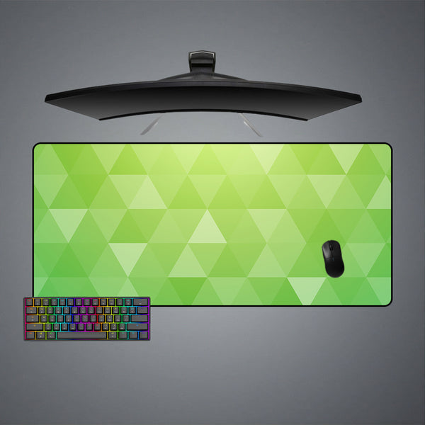 Bright Green Triangles Design XL Size Gamer Mouse Pad, Computer Desk Mat