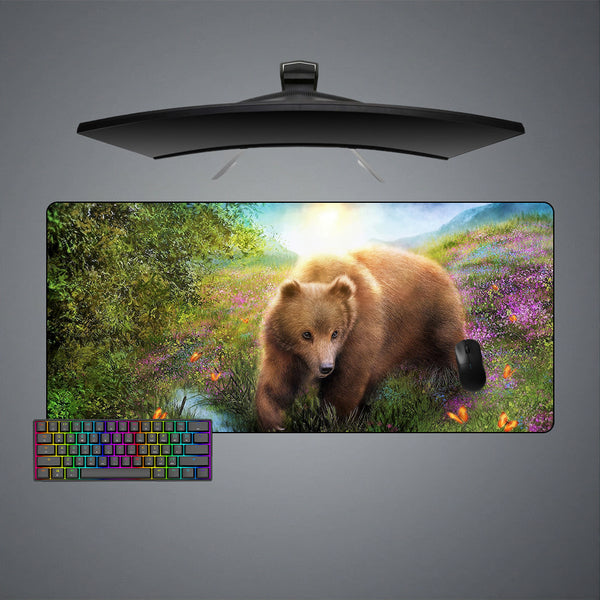 Brown Bear Nature Design Large Size Gaming Mouse Pad, Computer Desk Mat