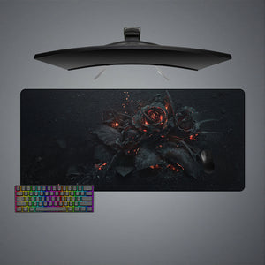 Burning Roses Design XXL Size Gamer Mouse Pad