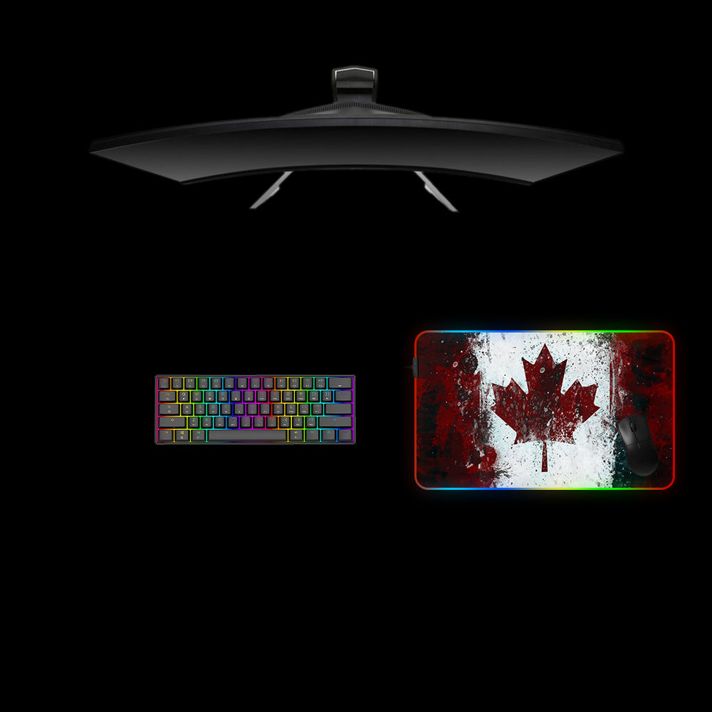 Canada Flag Splash Paint Design Medium Size RGB Lit Gaming Mouse Pad