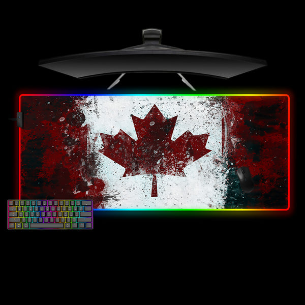 Canada Flag Splash Paint Design XXL Size RGB Lit Gaming Mouse Pad