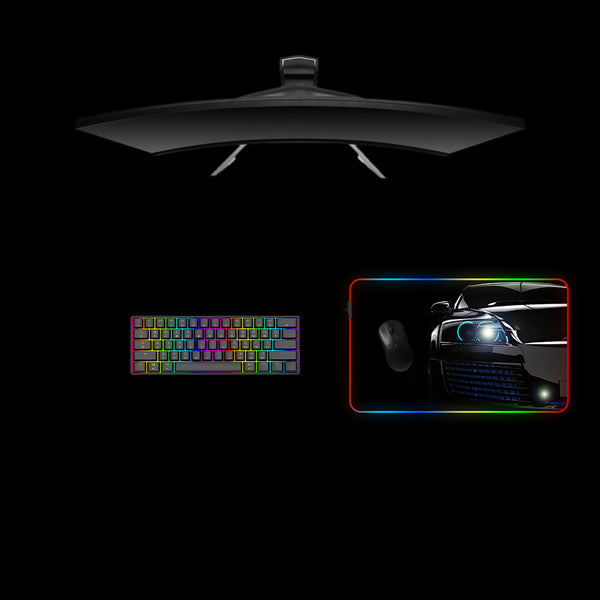 Car Front View Design Medium Size RGB Light Gaming Mouse Pad, Computer Desk Mat