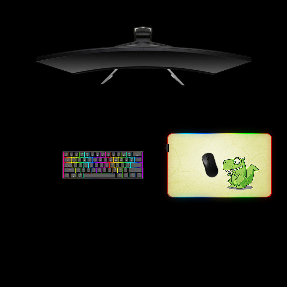 Cartoon Dinosaur Design Medium Size RGB Lit Gaming Mouse Pad