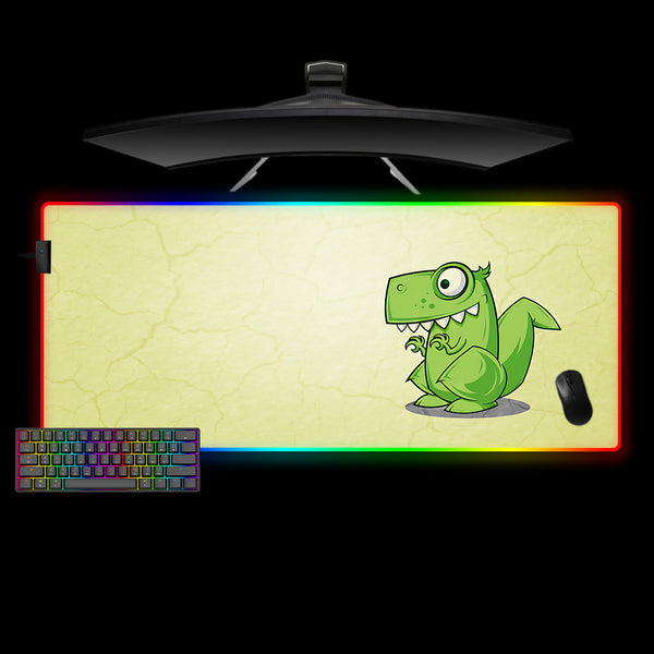 Cartoon Dinosaur Design XL Size RGB Lit Gaming Mouse Pad