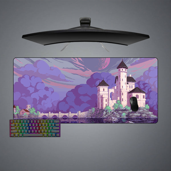 Castle Pixel Art Design XL Size Gamer Mouse Pad, Computer Desk Mat