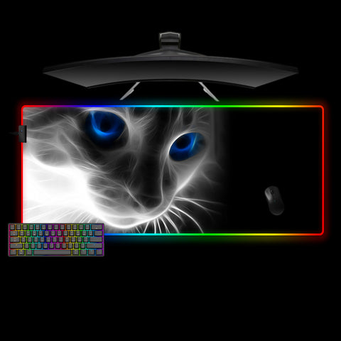 Cat Negative Design Large Size RGB Backlit Gaming Mouse Pad, Computer Desk Mat