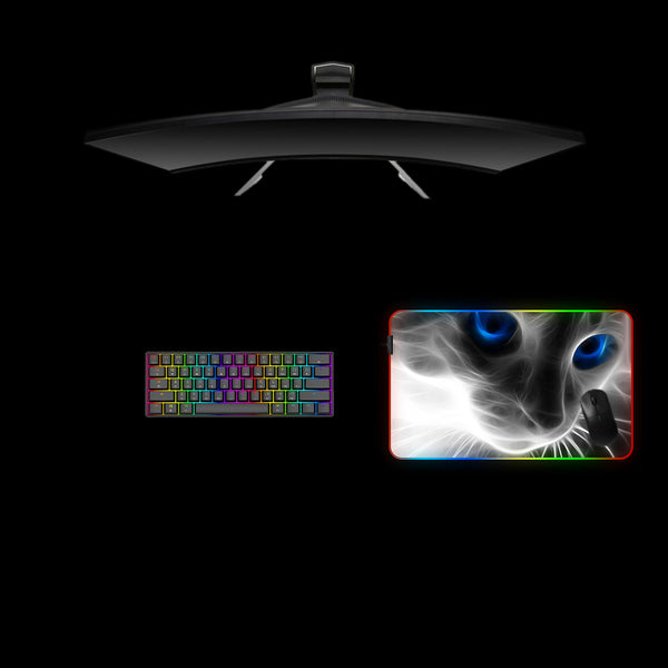Cat Negative Design Medium Size RGB Backlit Gaming Mouse Pad, Computer Desk Mat