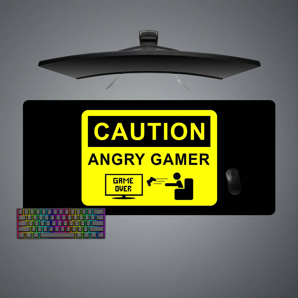Caution Angry Gamer Design XL Size Gamer Mouse Pad